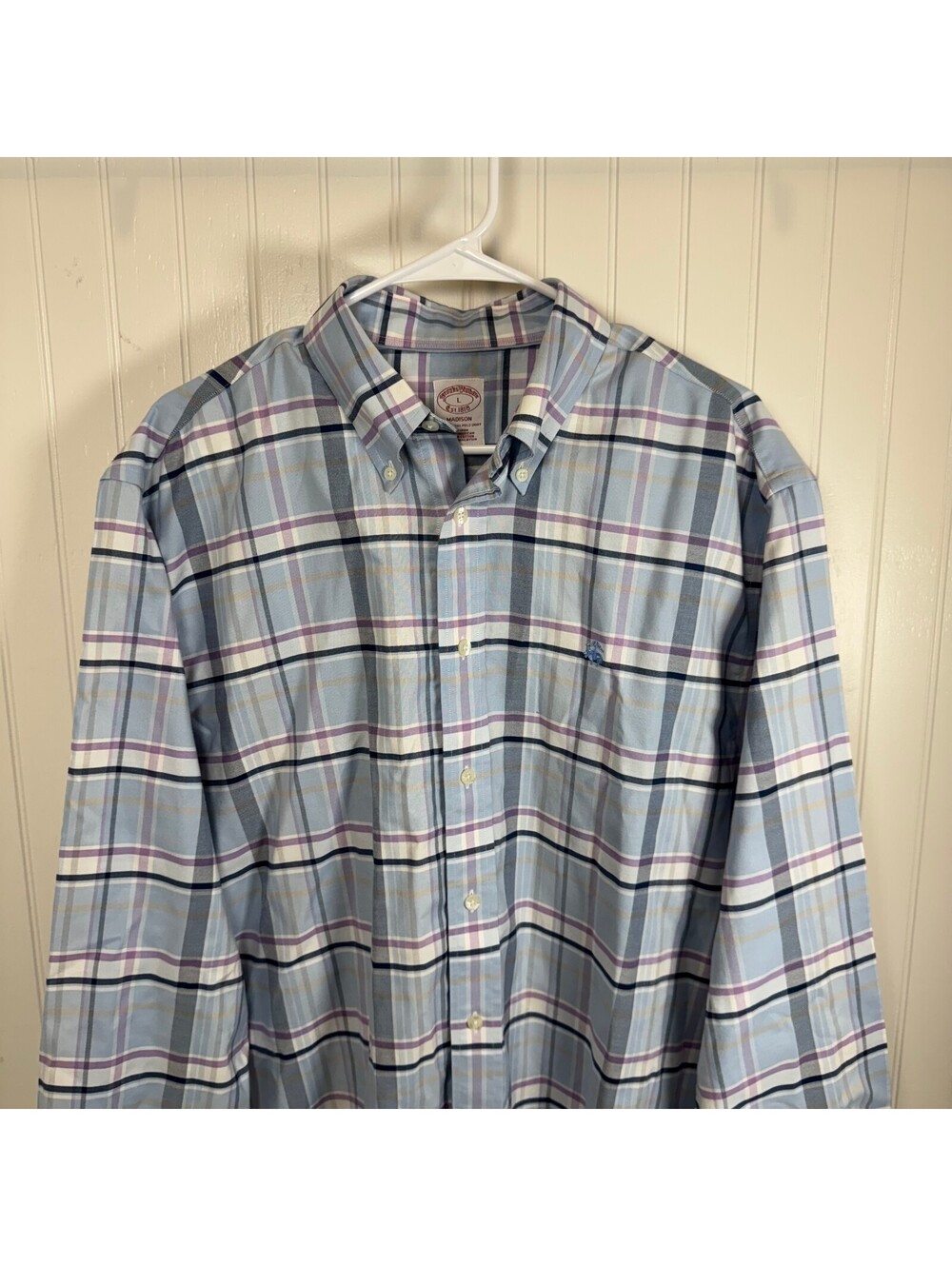 Brooks Brothers Madison Non-Iron 100% Cotton Plaid Button-Down Shirt Men's Large
